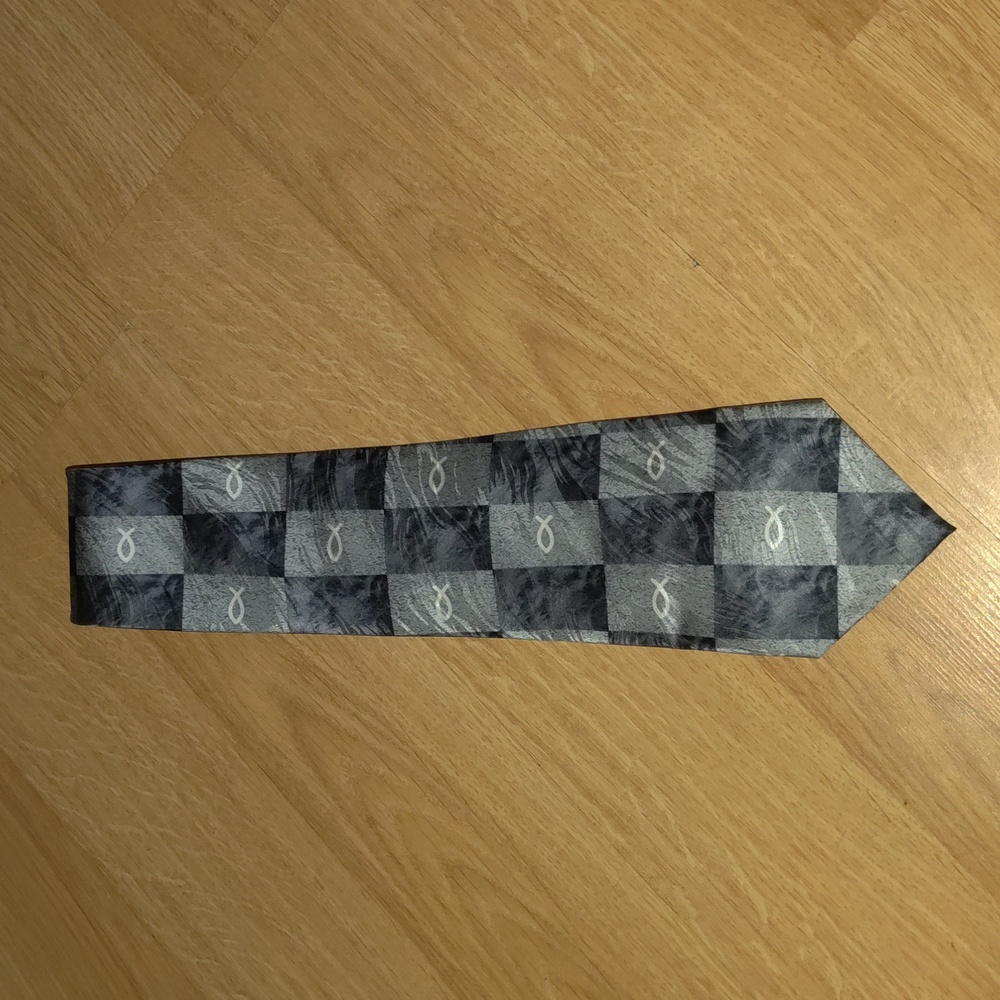 Vtg 2004 "Icthus 2" Divinity Series 100% Silk Handmade Tie